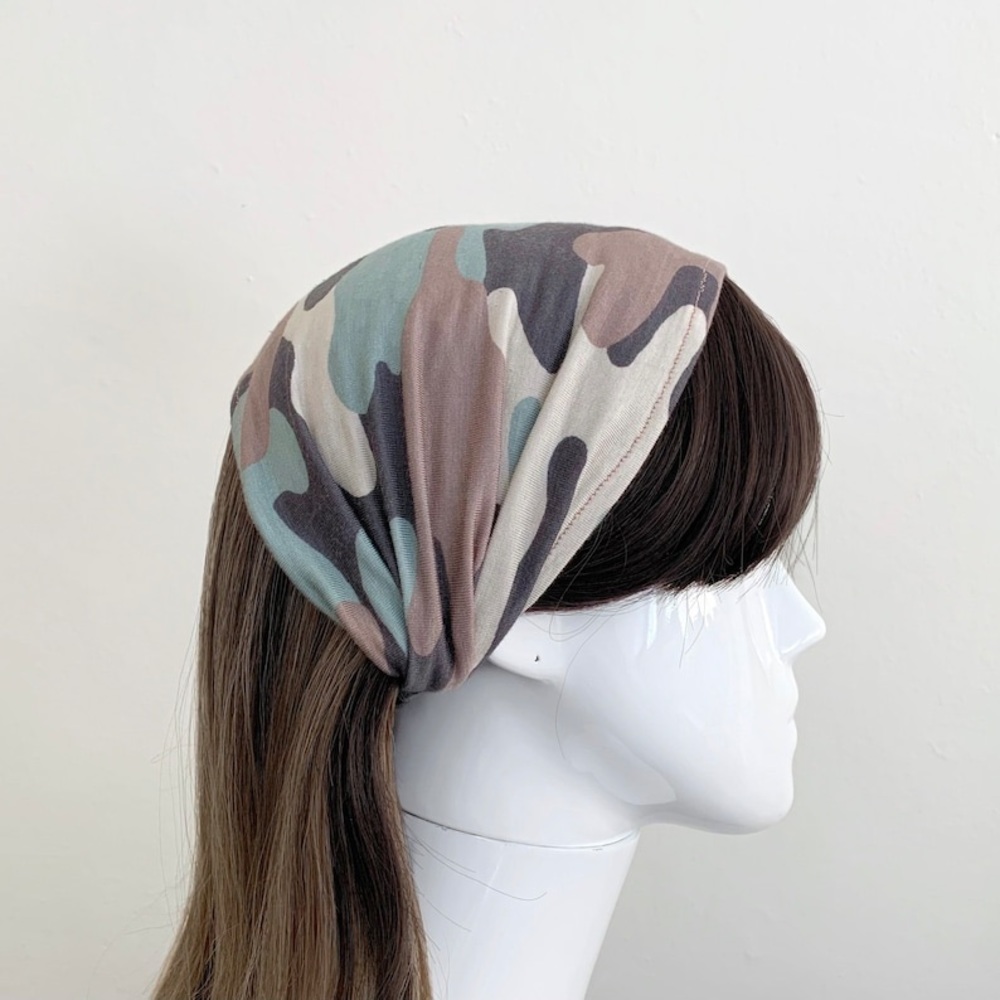 Camo Wide Headband - Hair Scarf, Bandanas, Wide Hairbands for Women and Men